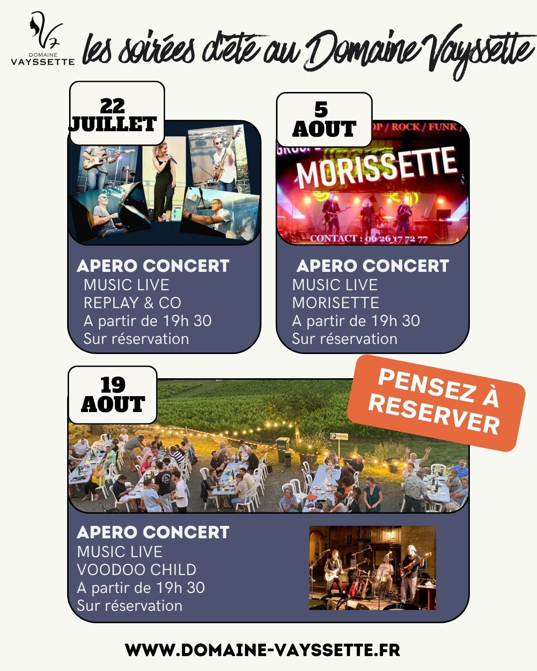 LES APEROS CONCERTS DE L ETE 2026 AU DOMAINE VAYSSETTE
